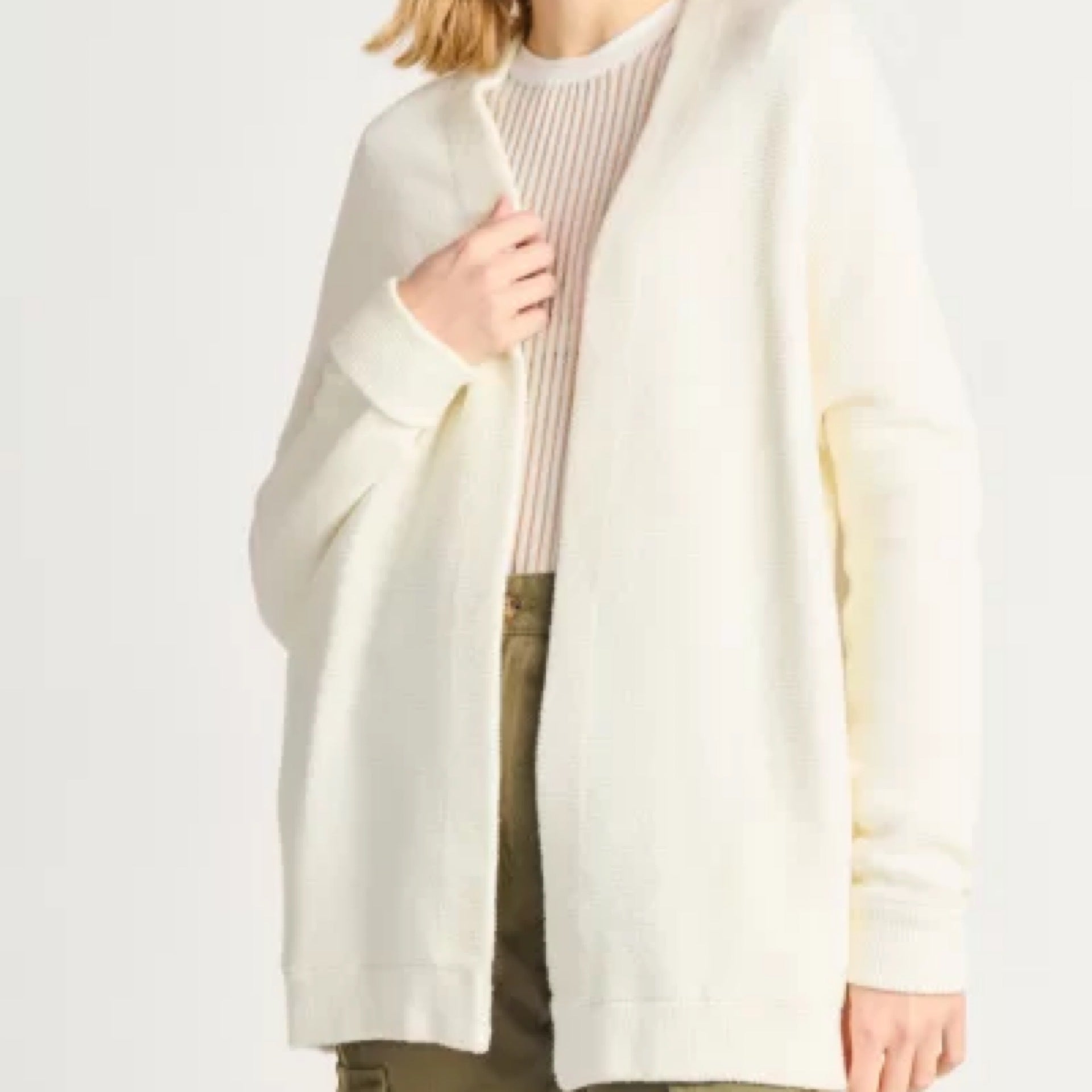 Dex Plus Ottoman Ribbed Cardigan Ecru